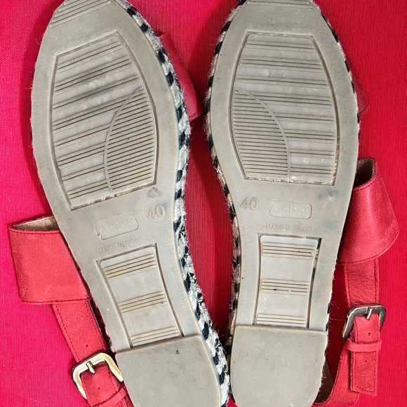 40 Anthropologie ALOHAS 2 strap Espadrille SPAIN sandals Red Leather 70s vibe - Picture 3 of 8